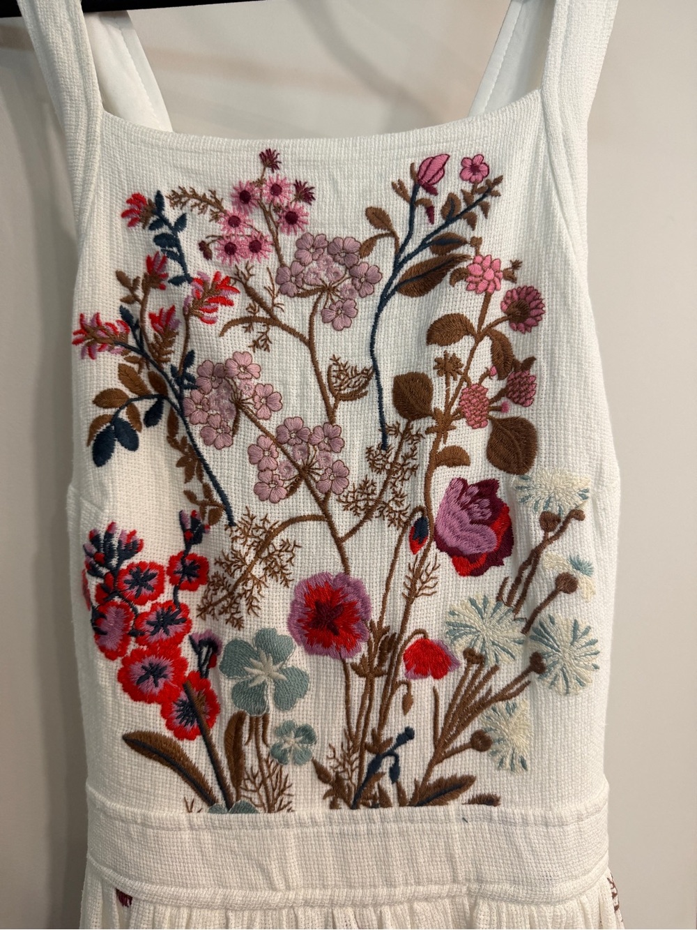 🌺 RARE! Anthropologie White Midi Dress with Multicolor Floral Embroidery - Picture 3 of 12